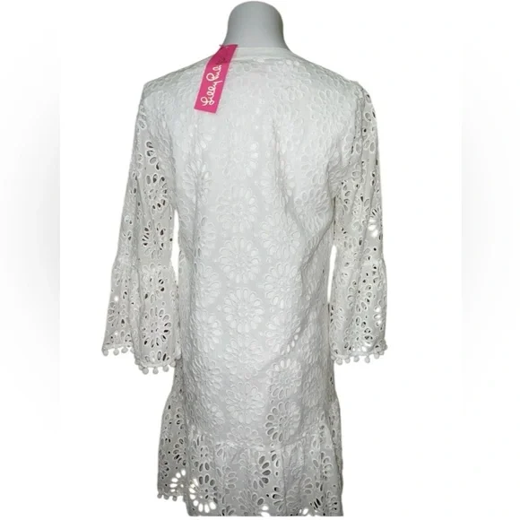 Size S Lilly Pulitzer cotton bekah dress white Elegant White Eyelet Dress - Picture 5 of 12